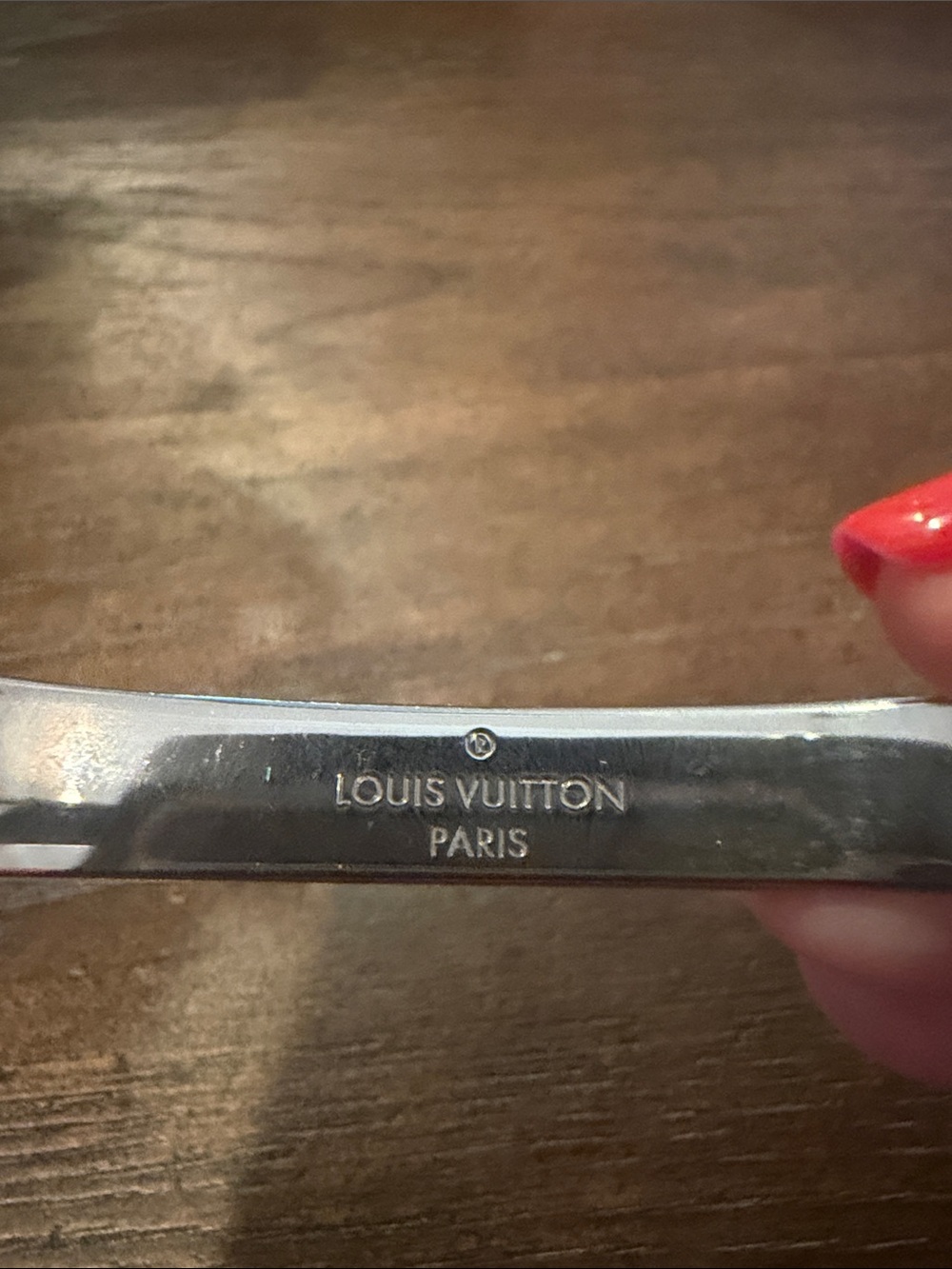 Louis Vuitton Silver Monogram Engraved Bangle Bracelet - Picture 6 of 6